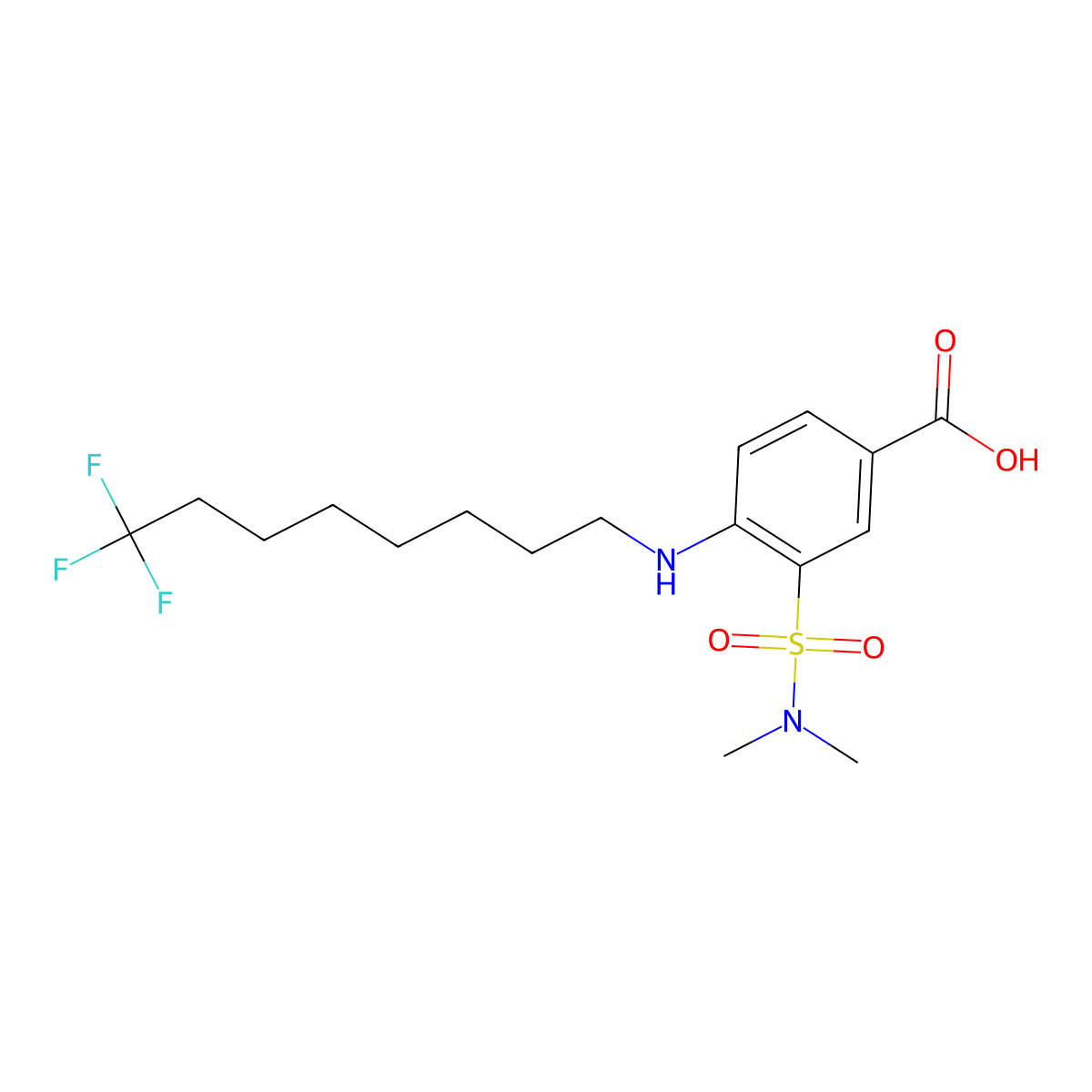 3-(Dimethylsulfamoyl)-4-(8,8,8-trifluorooctylamino)benzoic acid molecular structure, CAS 2497525-96-7