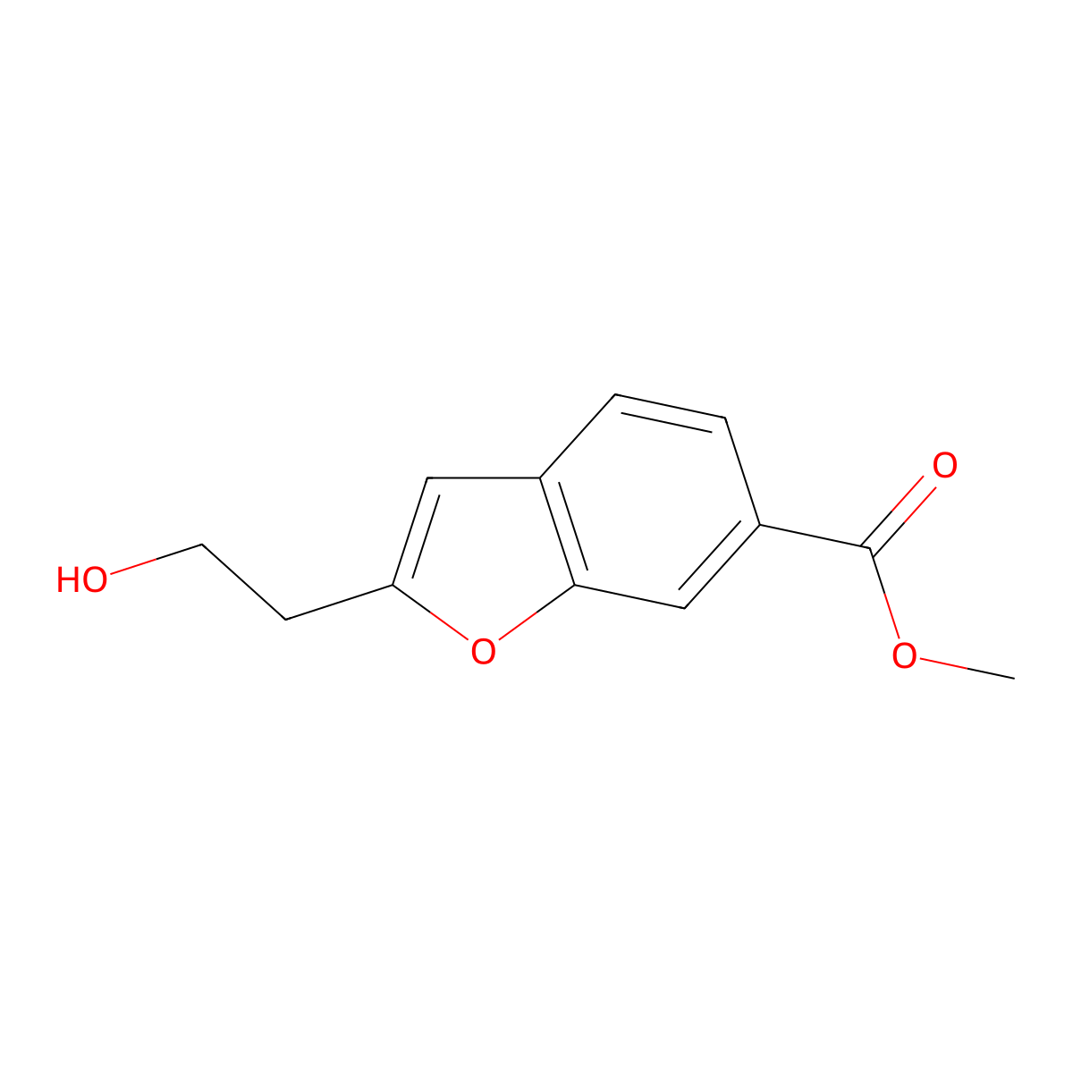 Methyl 2-(2-hydroxyethyl)-1-benzofuran-6-carboxylate molecular structure, CAS 249758-23-4