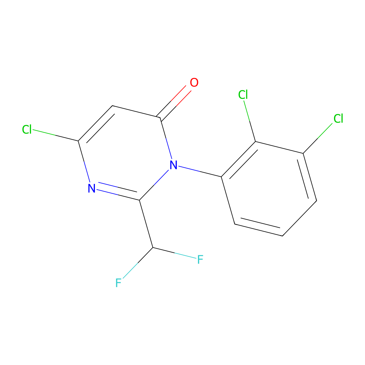 6-Chloro-3-(2,3-dichlorophenyl)-2-(difluoromethyl)-3,4-dihydropyrimidin-4-one molecular structure, CAS 2497763-63-8