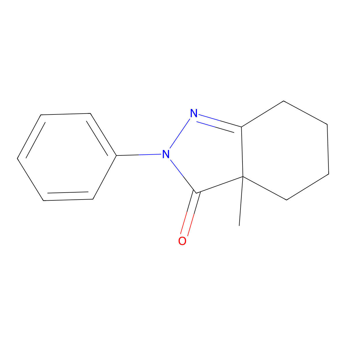 3a-Methyl-2-phenyl-4,5,6,7-tetrahydro-2H-indazol-3(3aH)-one molecular structure, CAS 24979-36-0
