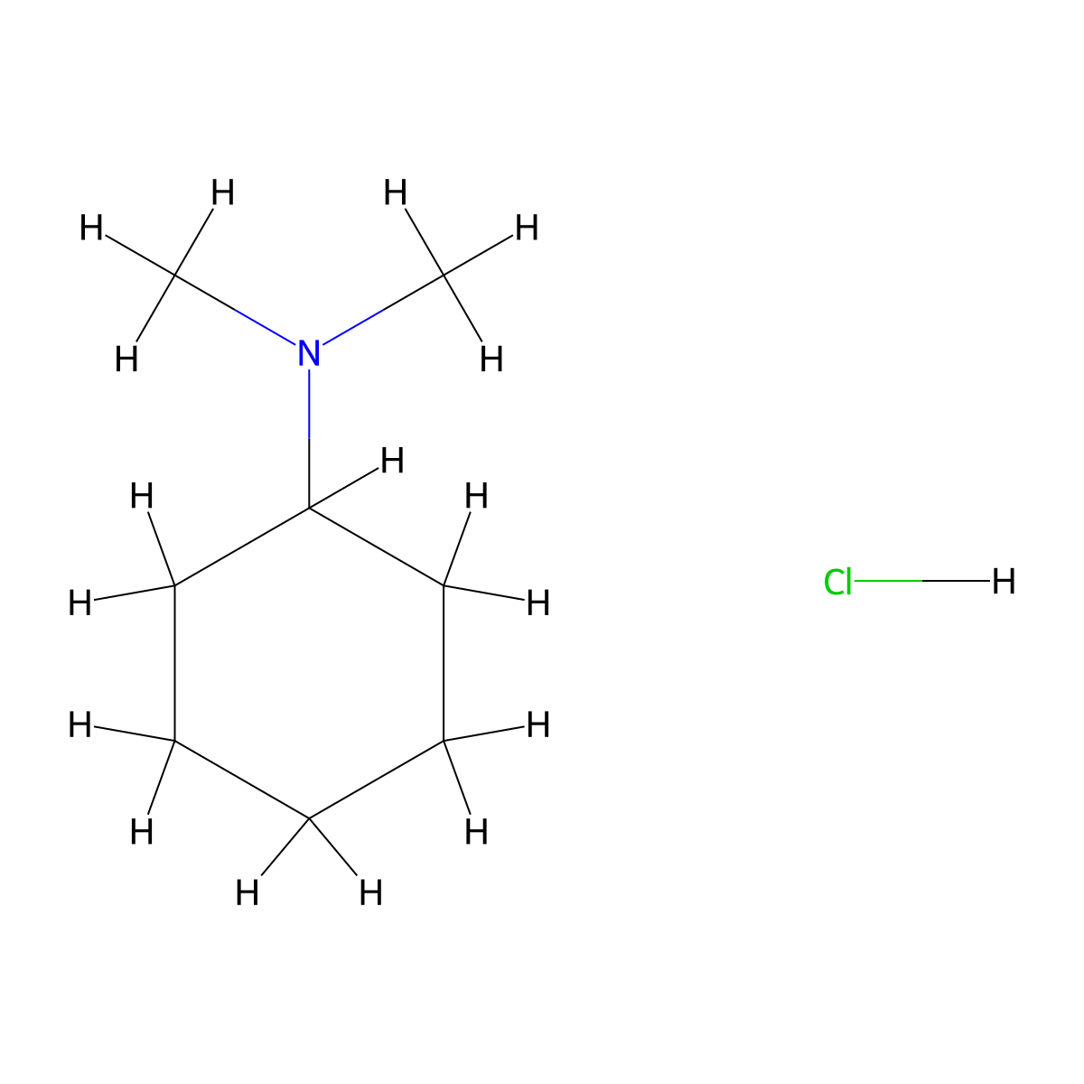 Cyclohexyldimethylammonium chloride molecular structure, CAS 2498-24-0