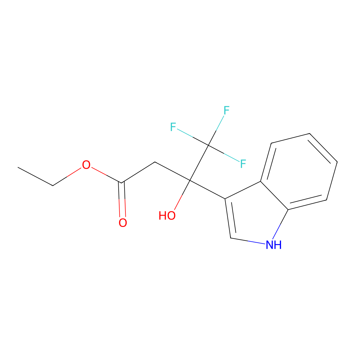 ethyl 4,4,4-trifluoro-3-hydroxy-3-(1H-indol-3-yl)butanoate molecular structure, CAS 249894-51-7