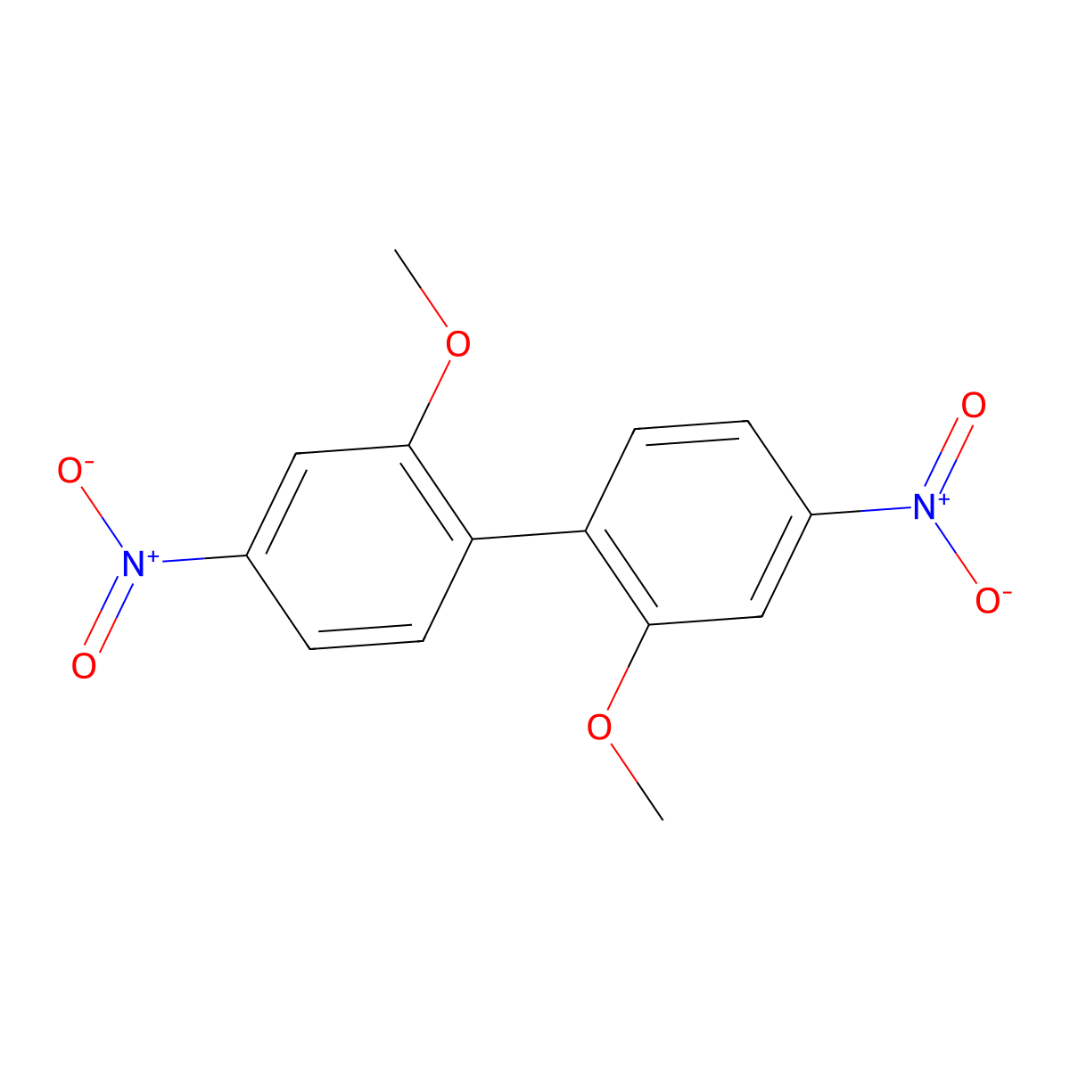 2,2'-Dimethoxy-4,4'-dinitrobiphenyl molecular structure, CAS 2499-70-9