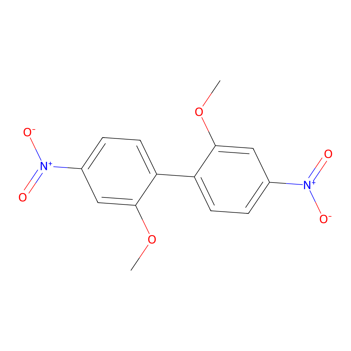 2,2'-Dimethoxy-4,4'-dinitrobiphenyl molecular structure, CAS 2499-70-9