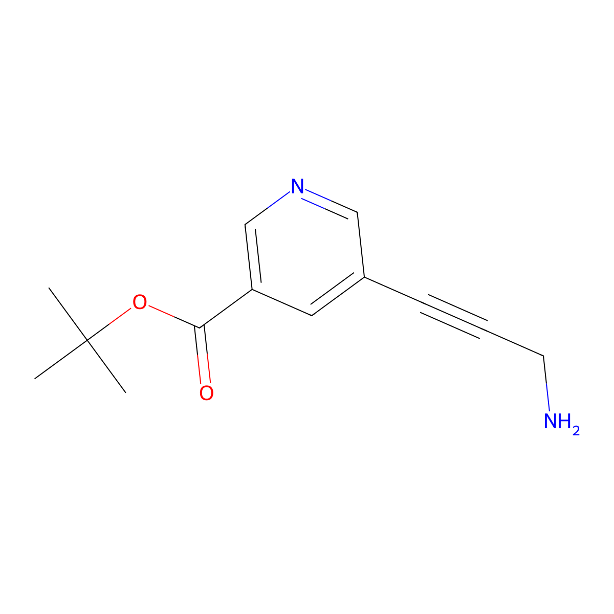 Tert-butyl 5-(3-aminoprop-1-yn-1-yl)pyridine-3-carboxylate molecular structure, CAS 2499345-54-7