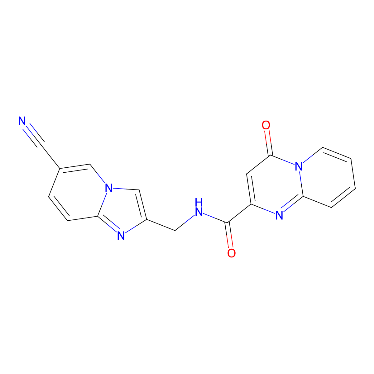 N-[(6-Cyanimidazo[1,2-A]pyridin-2-YL)methyl]-4-oxo-4H-pyrido[1,2-A]pyrimidine-2-carboxamide molecular structure, CAS 2499661-33-3