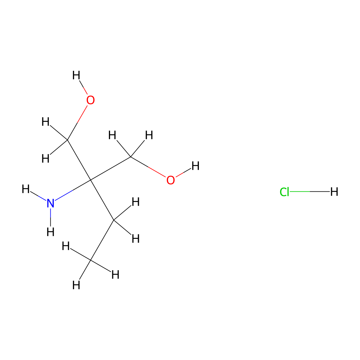 1,3-Propanediol, 2-amino-2-ethyl-, hydrochloride (1:1) molecular structure, CAS 25005-42-9