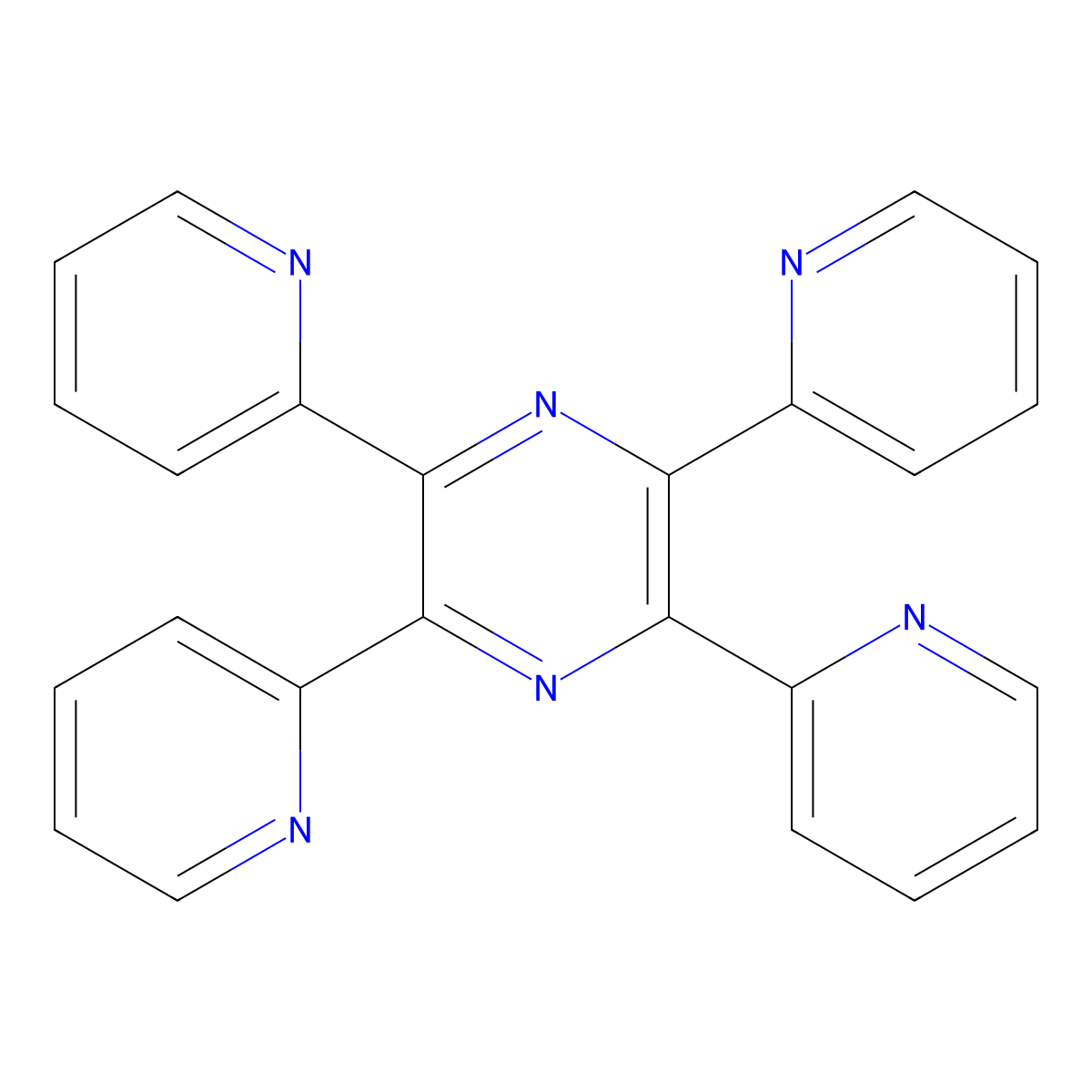 2,3,5,6-Tetrakis(2-pyridyl)pyrazine molecular structure, CAS 25005-97-4