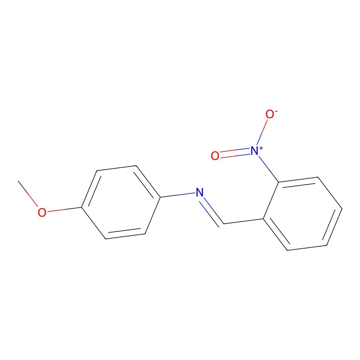 Benzenamine, 4-methoxy-N-[(2-nitrophenyl)methylene]- molecular structure, CAS 2501-03-3