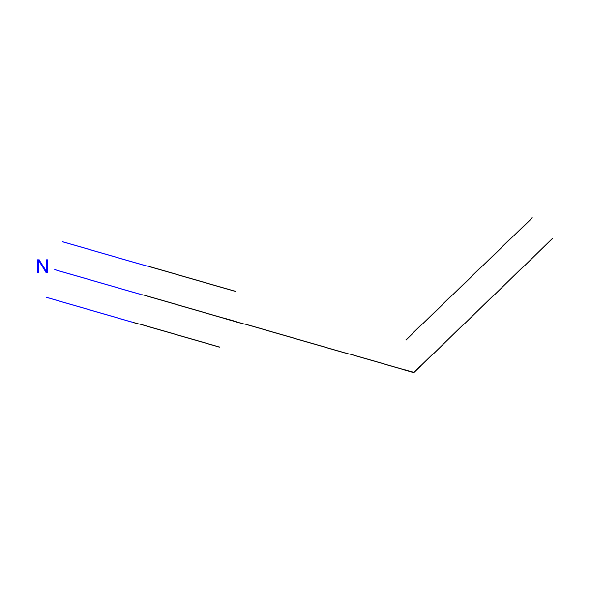 Acrylonitrile molecular structure, CAS 25014-41-9