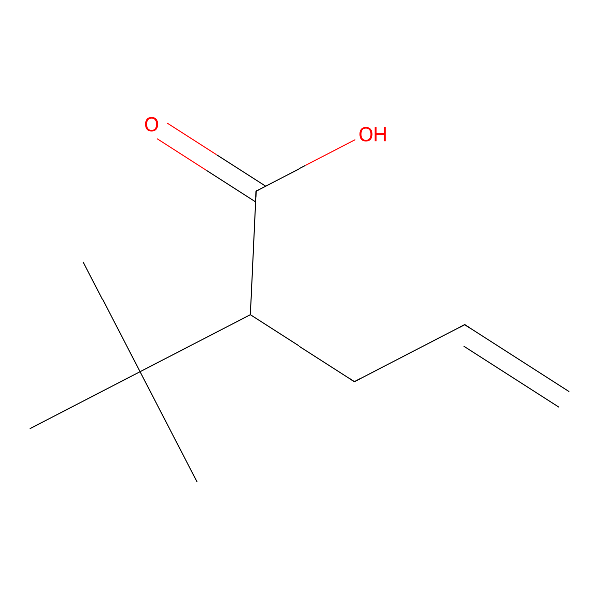 2-Tert-butylpent-4-enoic acid molecular structure, CAS 25015-42-3