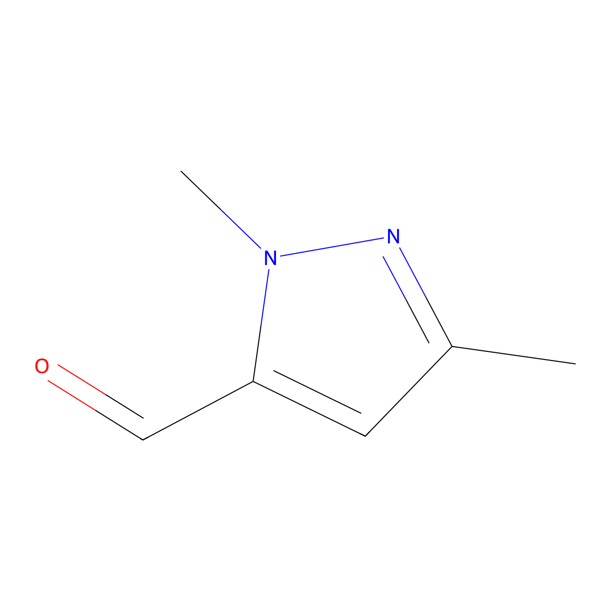 1,3-dimethyl-1H-pyrazole-5-carbaldehyde molecular structure, CAS 25016-09-5