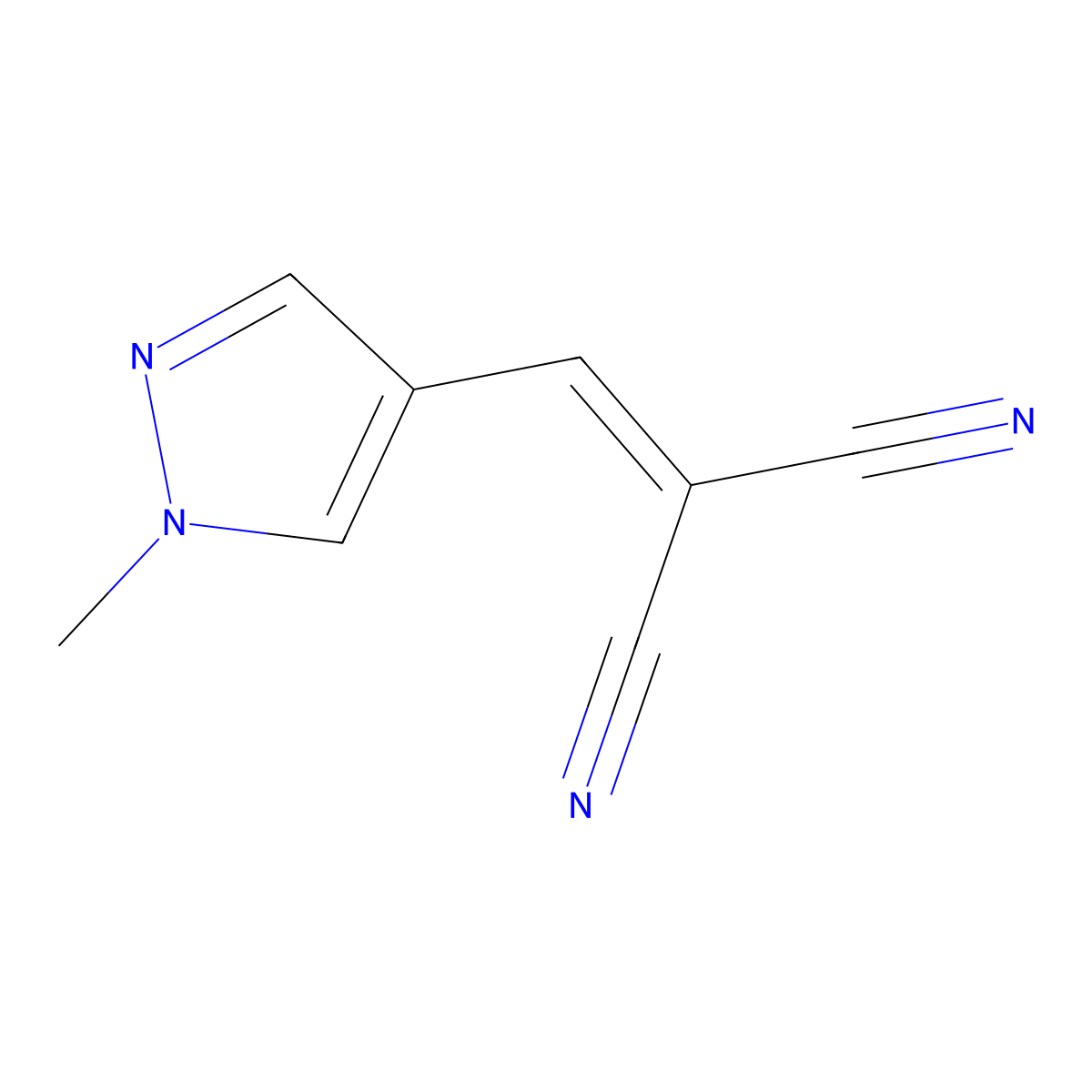 2-((1-Methyl-1H-pyrazol-4-yl)methylene)malononitrile molecular structure, CAS 25016-22-2