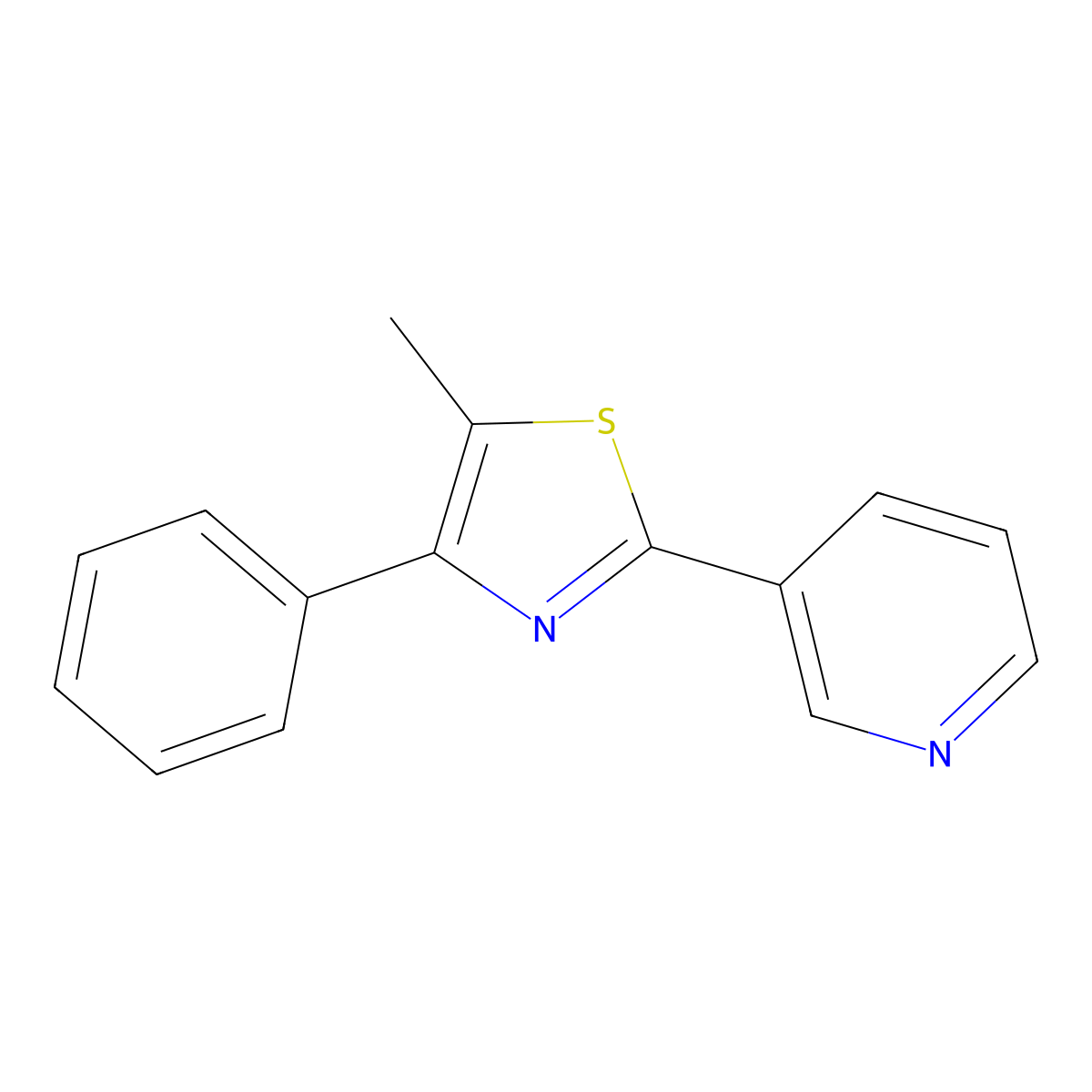 5-Methyl-4-phenyl-2-(3-pyridyl)thiazole molecular structure, CAS 25021-37-8