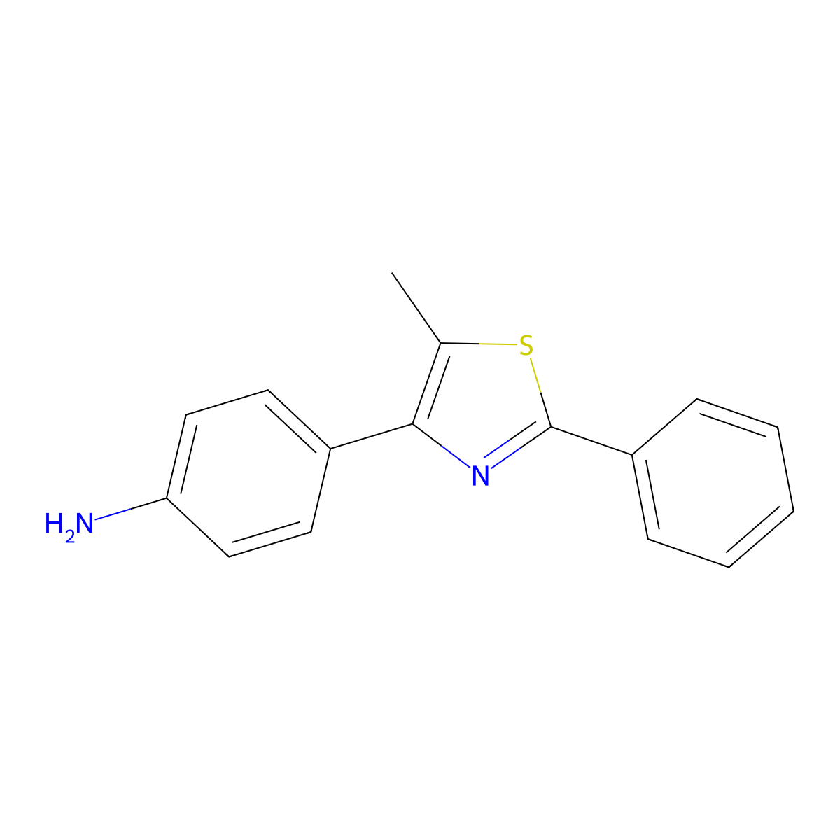4-(5-Methyl-2-phenyl-1,3-thiazol-4-yl)aniline molecular structure, CAS 25021-78-7