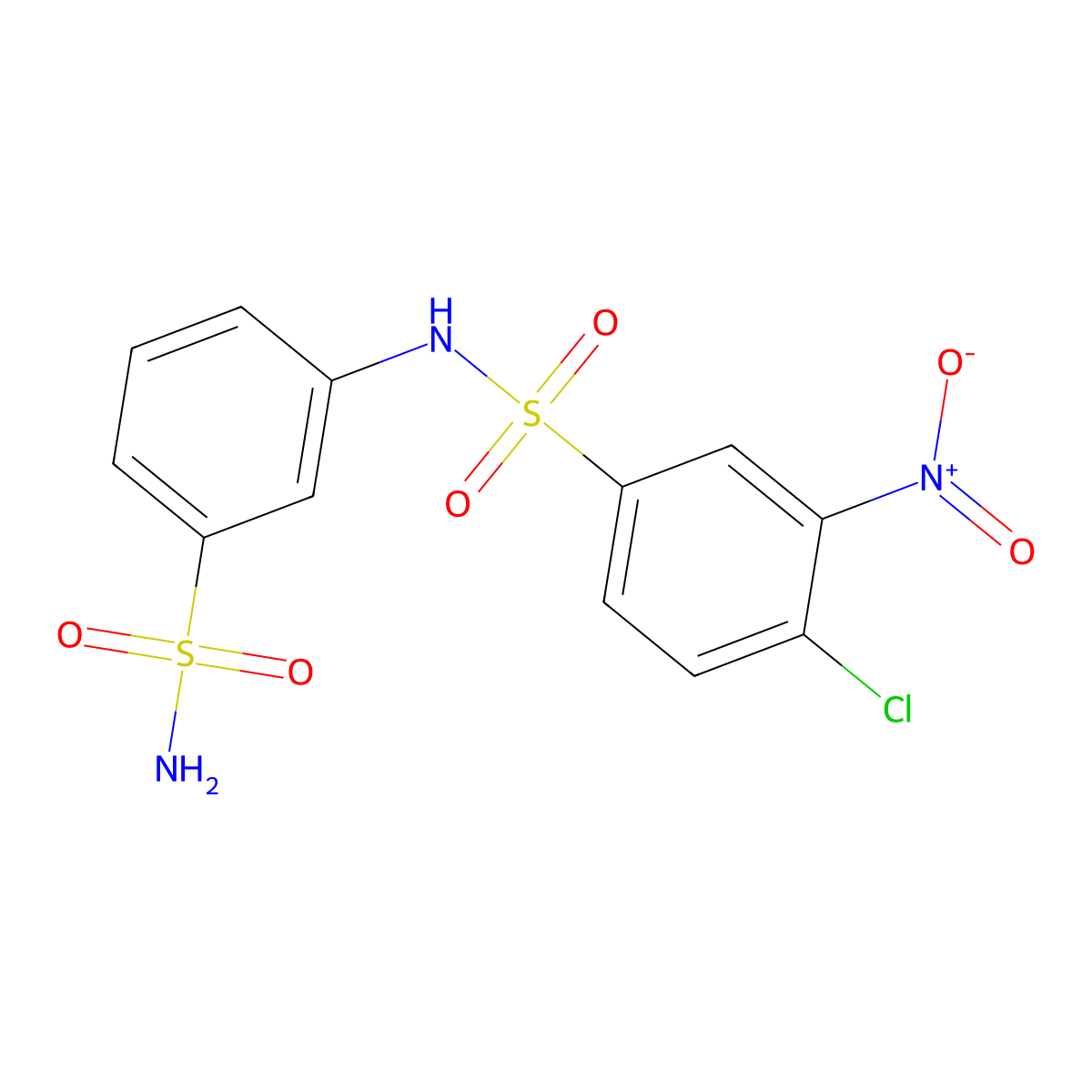 4-chloro-3-nitro-N-(3-sulfamoylphenyl)benzenesulfonamide molecular structure, CAS 250210-52-7