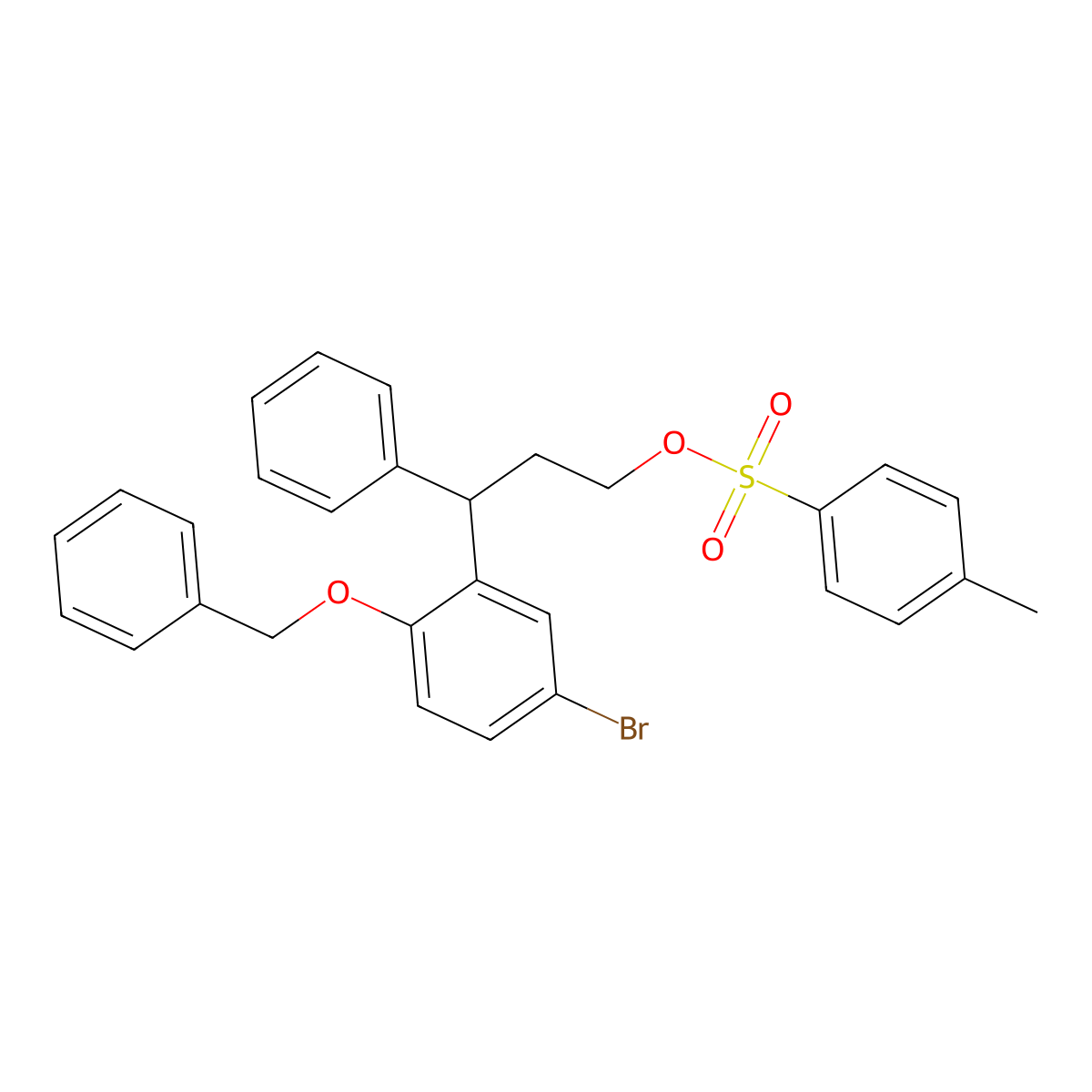 3-(2-(Benzyloxy)-5-bromophenyl)-3-phenylpropyl 4-methylbenzenesulfonate molecular structure, CAS 250214-37-0