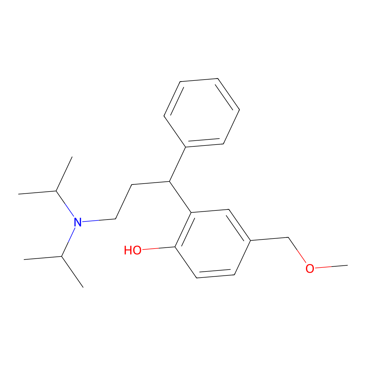 Phenol, 2-[3-[bis(1-methylethyl)amino]-1-phenylpropyl]-4-(methoxymethyl)- molecular structure, CAS 250214-69-8