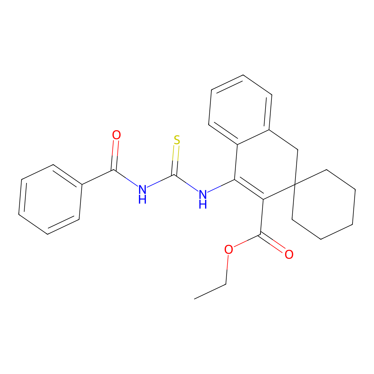 ethyl 1-(benzoylcarbamothioylamino)spiro[4H-naphthalene-3,1'-cyclohexane]-2-carboxylate molecular structure, CAS 250215-99-7