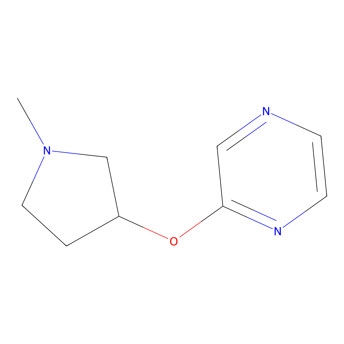 2-[(1-Methylpyrrolidin-3-yl)oxy]pyrazine molecular structure, CAS 250217-30-2