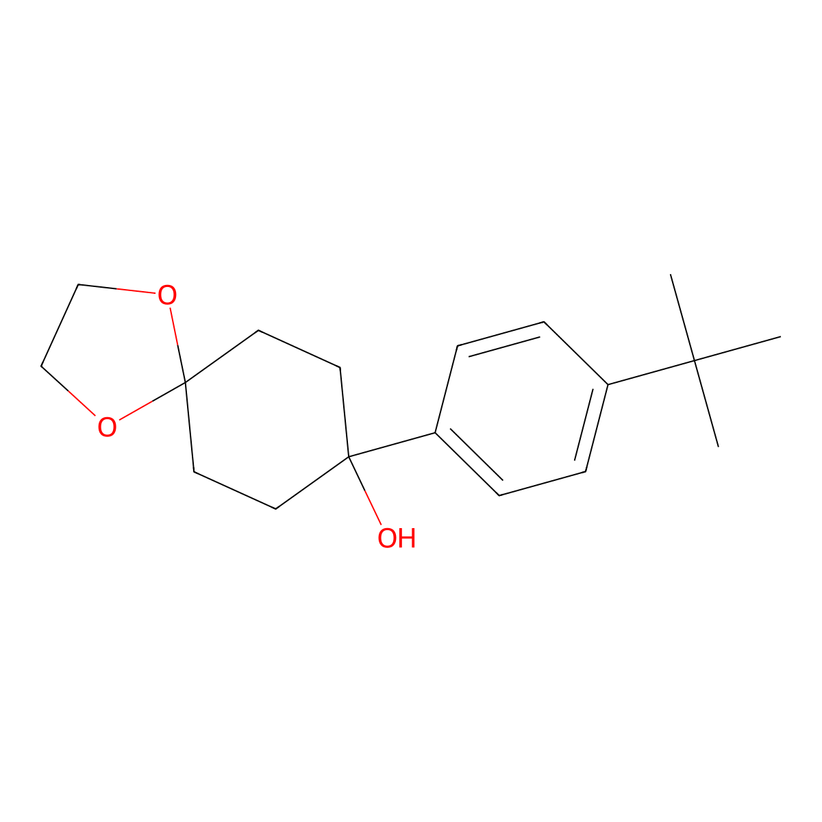 8-(4-(Tert-butyl)phenyl)-1,4-dioxaspiro[4.5]decan-8-ol molecular structure, CAS 250235-00-8