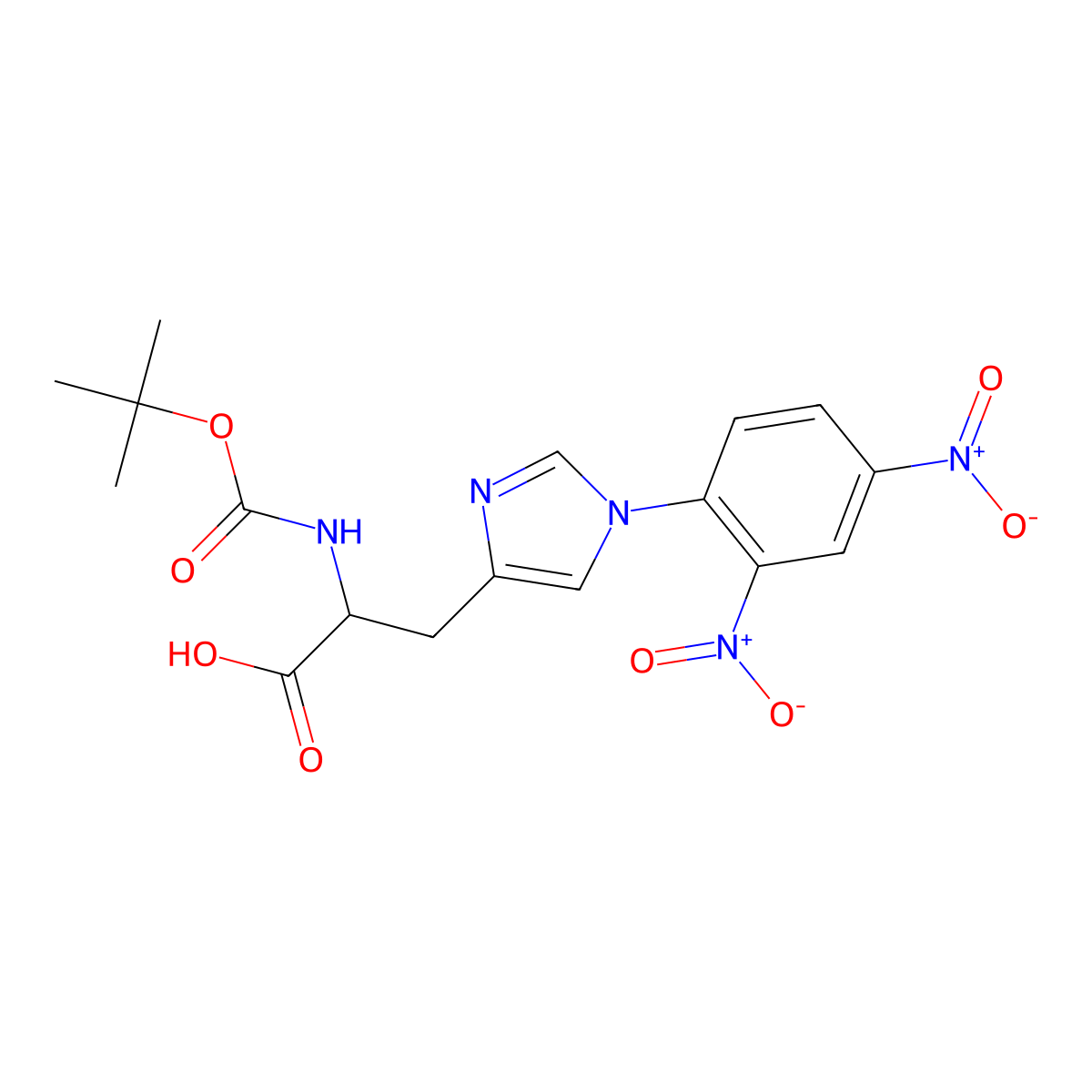 L-Histidine, N-[(1,1-dimethylethoxy)carbonyl]-1-(2,4-dinitrophenyl)- molecular structure, CAS 25024-53-7