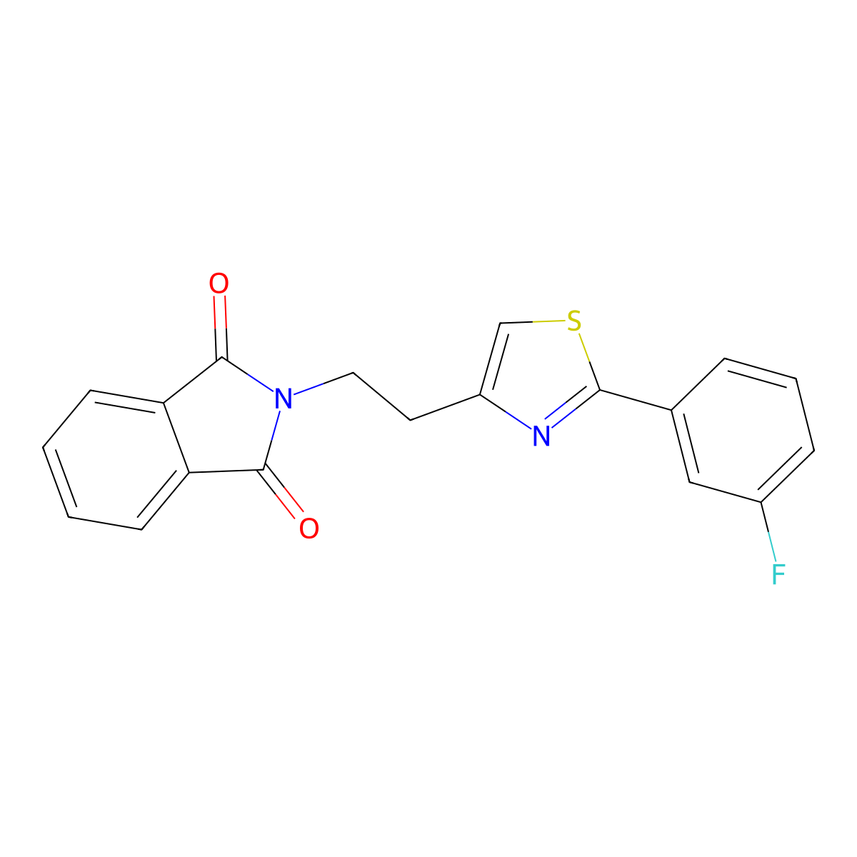 2-[2-[2-(3-Fluorophenyl)-4-thiazolyl]ethyl]isoindole-1,3-dione molecular structure, CAS 250258-58-3