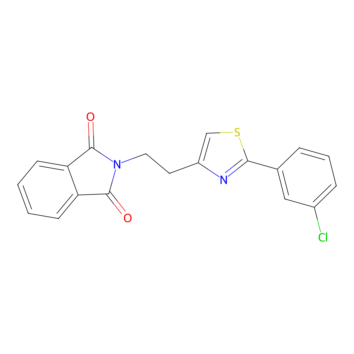 2-{2-[2-(3-chlorophenyl)-1,3-thiazol-4-yl]ethyl}-1H-isoindole-1,3(2H)-dione molecular structure, CAS 250258-59-4