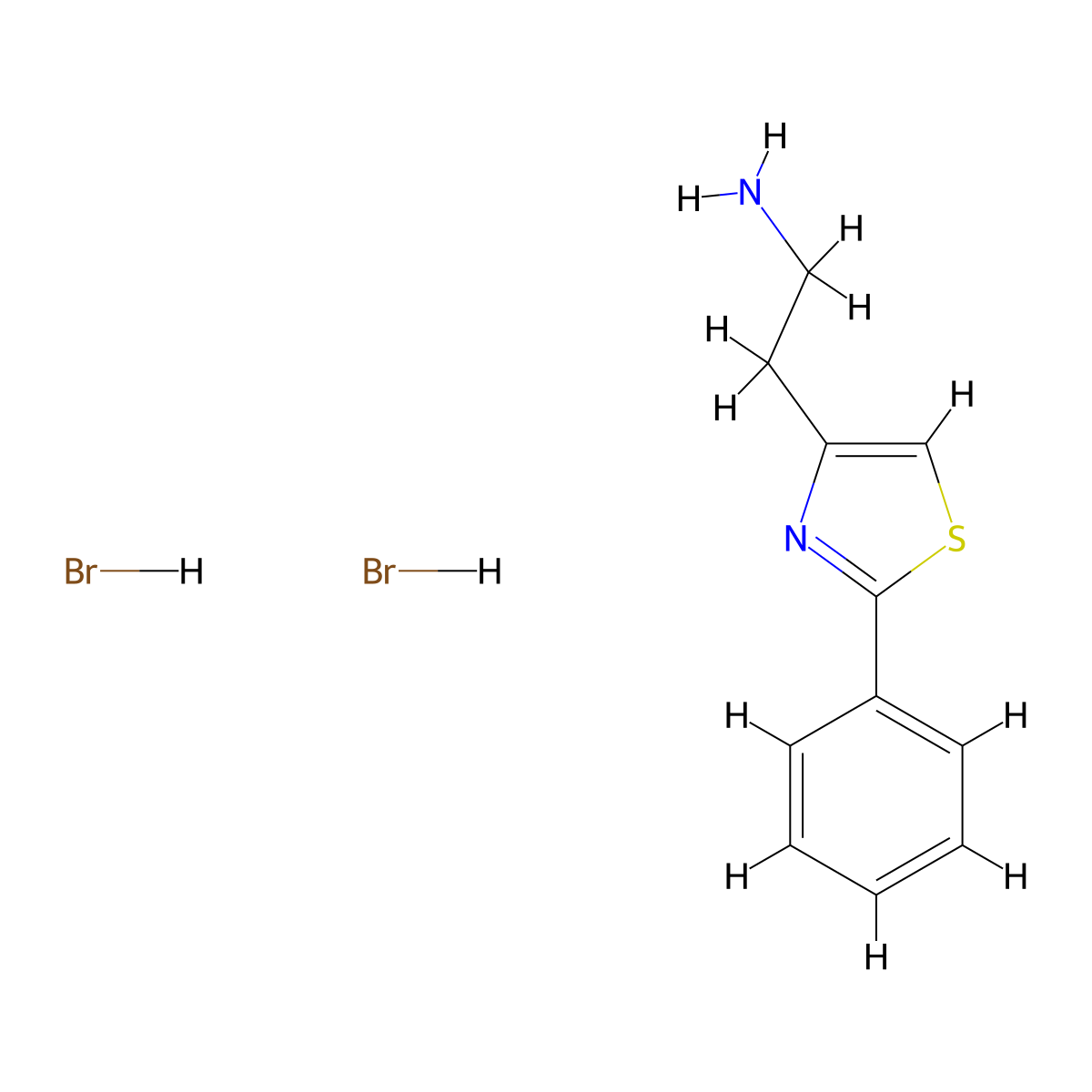 2-(2-Phenyl-1,3-thiazol-4-yl)ethan-1-amine dihydrobromide molecular structure, CAS 250258-74-3