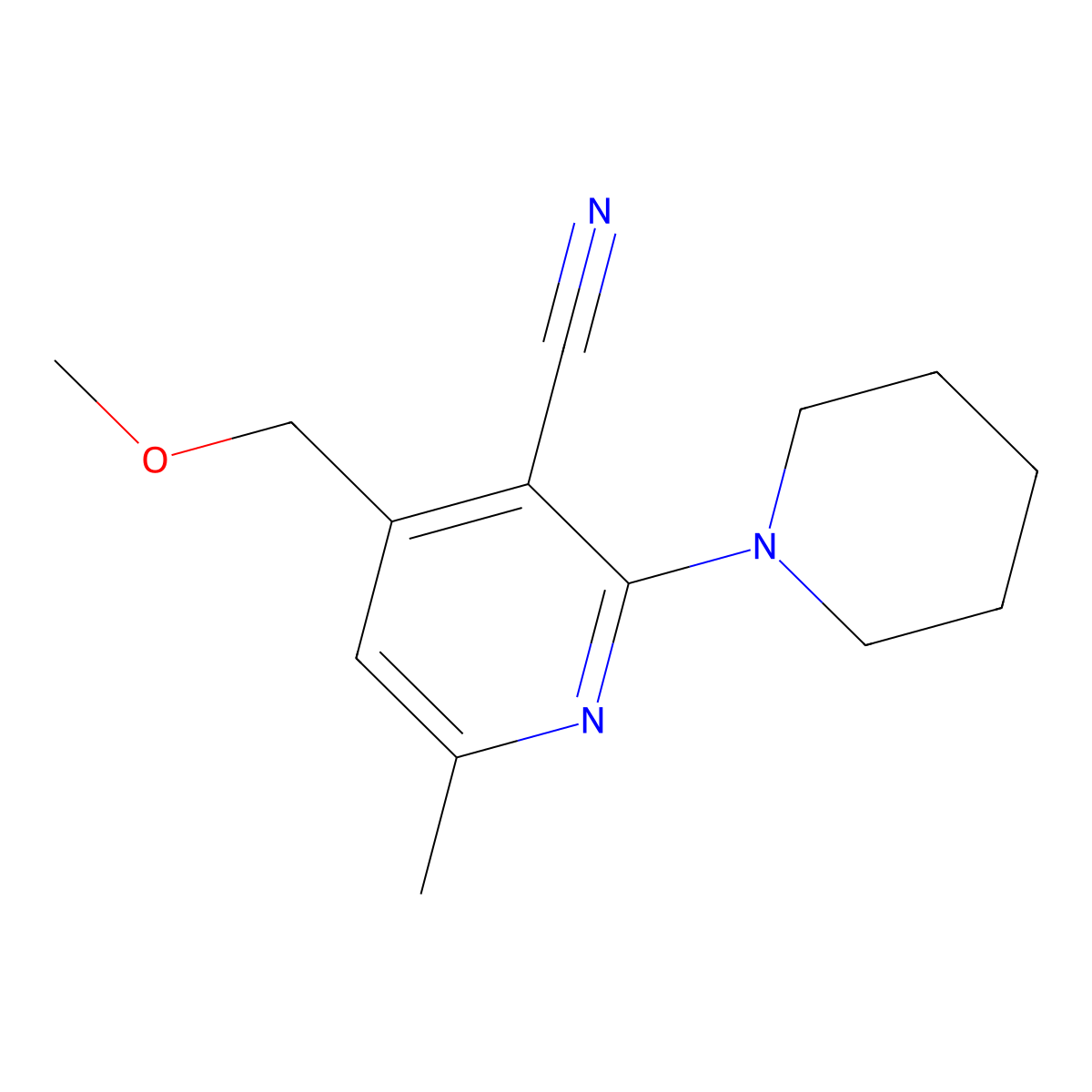 4-(Methoxymethyl)-6-methyl-2-piperidin-1-ylpyridine-3-carbonitrile molecular structure, CAS 250259-94-0