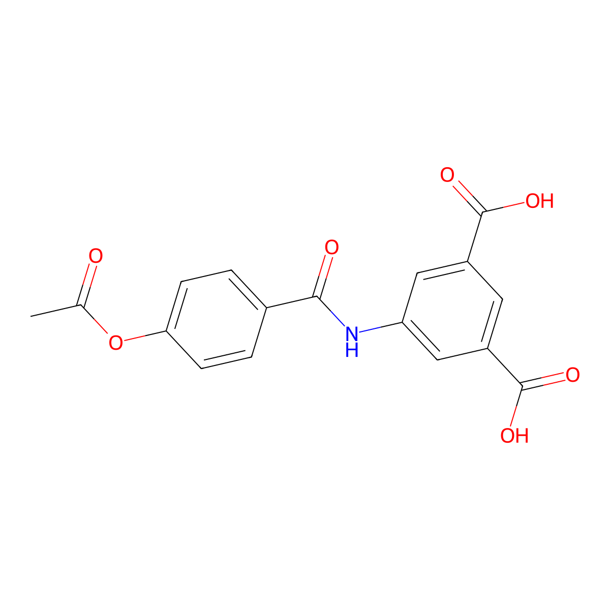 5-({[4-(Acetyloxy)phenyl]carbonyl}amino)benzene-1,3-dicarboxylic acid molecular structure, CAS 250267-89-1