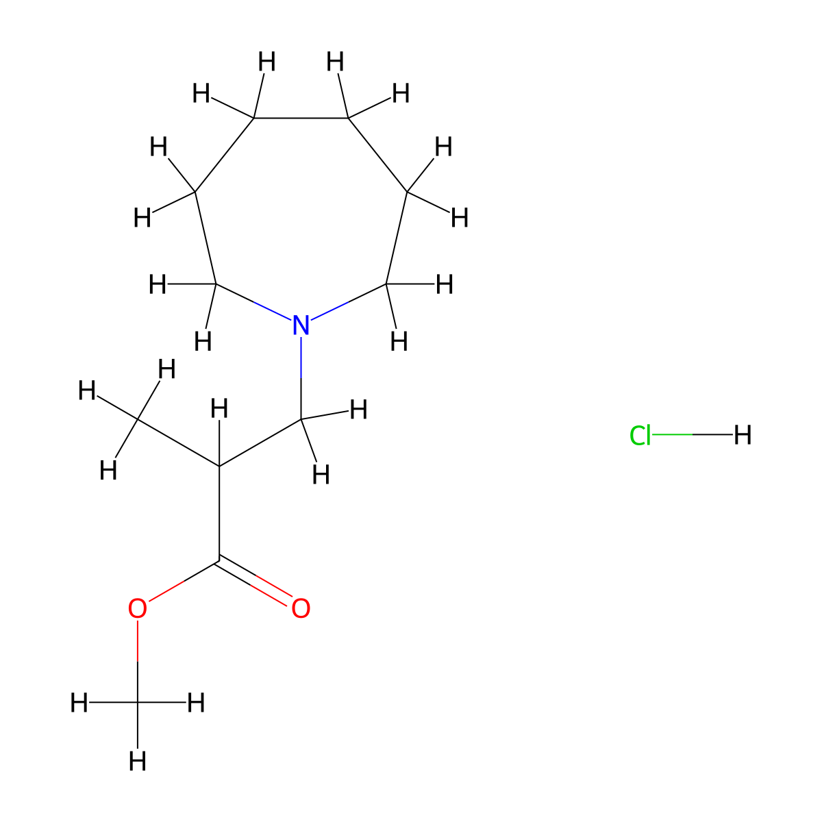 Methyl hexahydro-alpha-methyl-1H-azepine-1-propionate hydrochloride molecular structure, CAS 25027-58-1