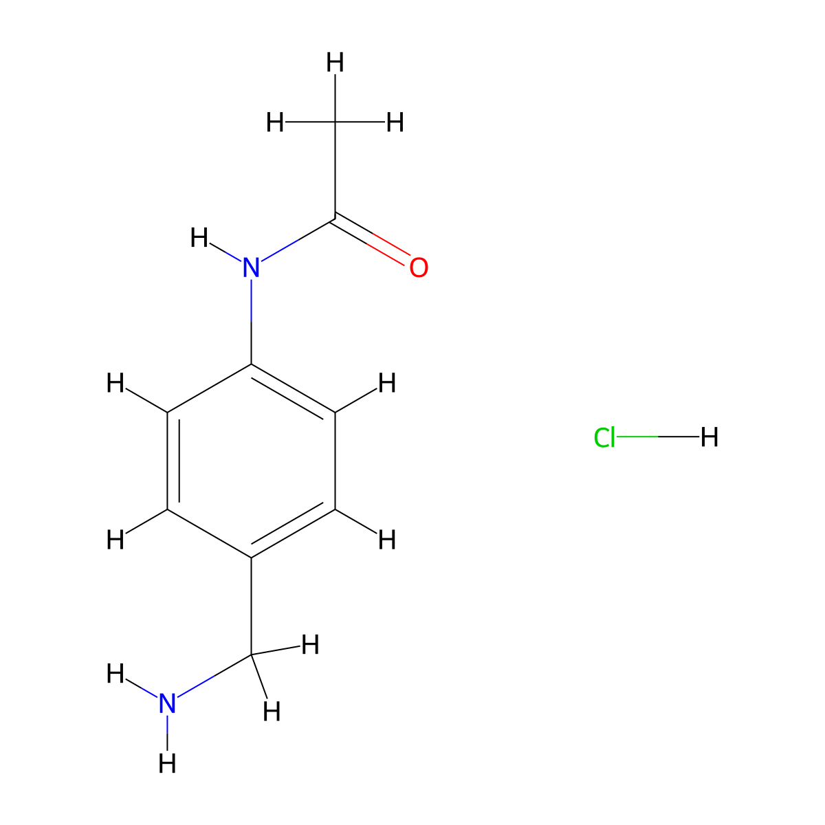 N-[4-(aminomethyl)phenyl]acetamide hydrochloride molecular structure, CAS 25027-73-0
