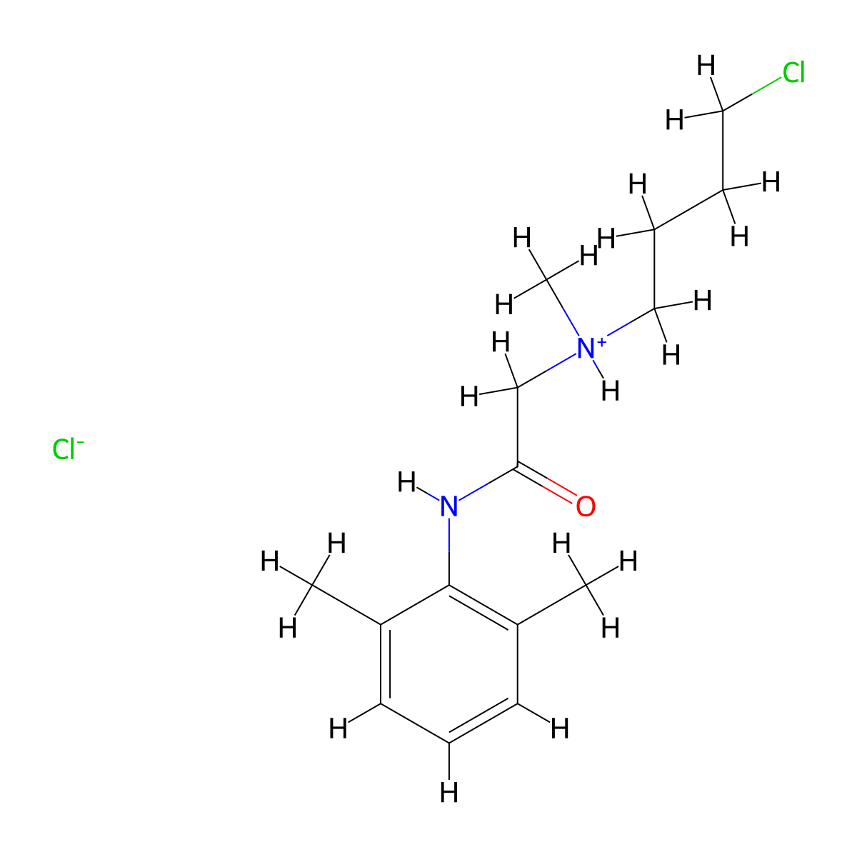 Acetamide, 2-((4-chlorobuytl)methylamino)-N-(2,6-dimethylphenyl)-, monohydrochloride molecular structure, CAS 25027-85-4
