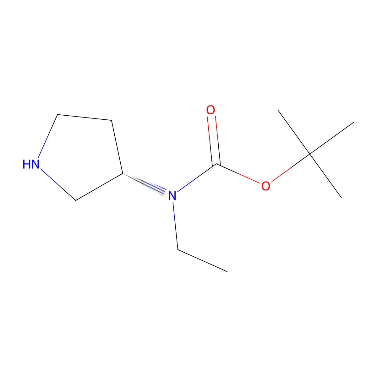 1,1-Dimethylethyl N-ethyl-N-(3S)-3-pyrrolidinylcarbamate molecular structure, CAS 250274-93-2