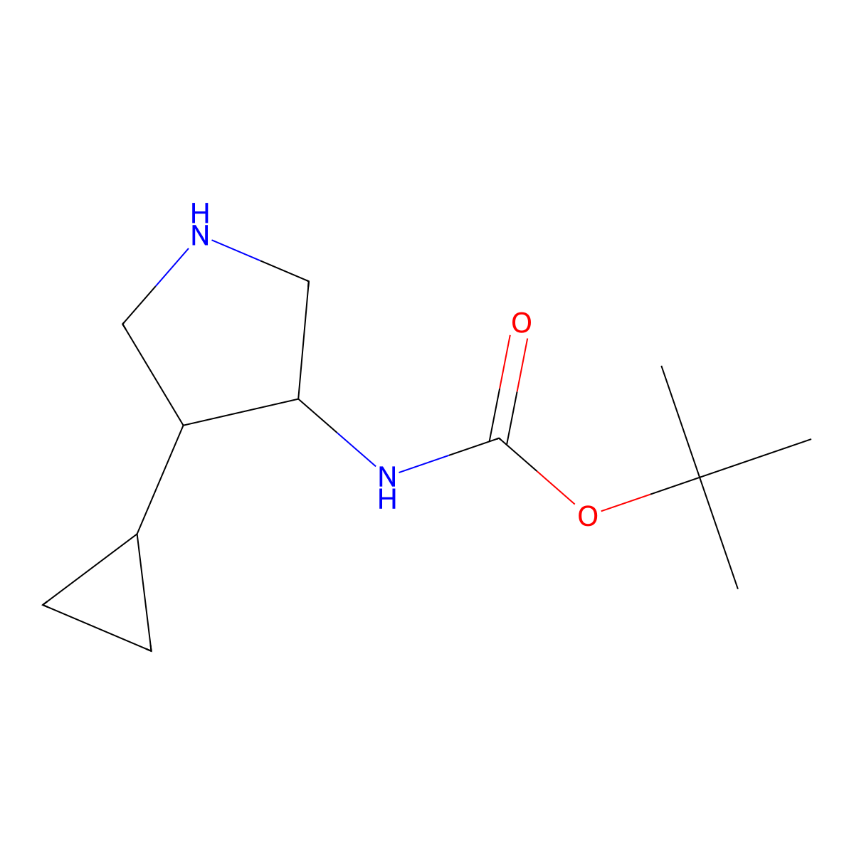 rac-tert-butyl N-((3R,4S)-4-cyclopropylpyrrolidin-3-yl)carbamate molecular structure, CAS 250275-03-7