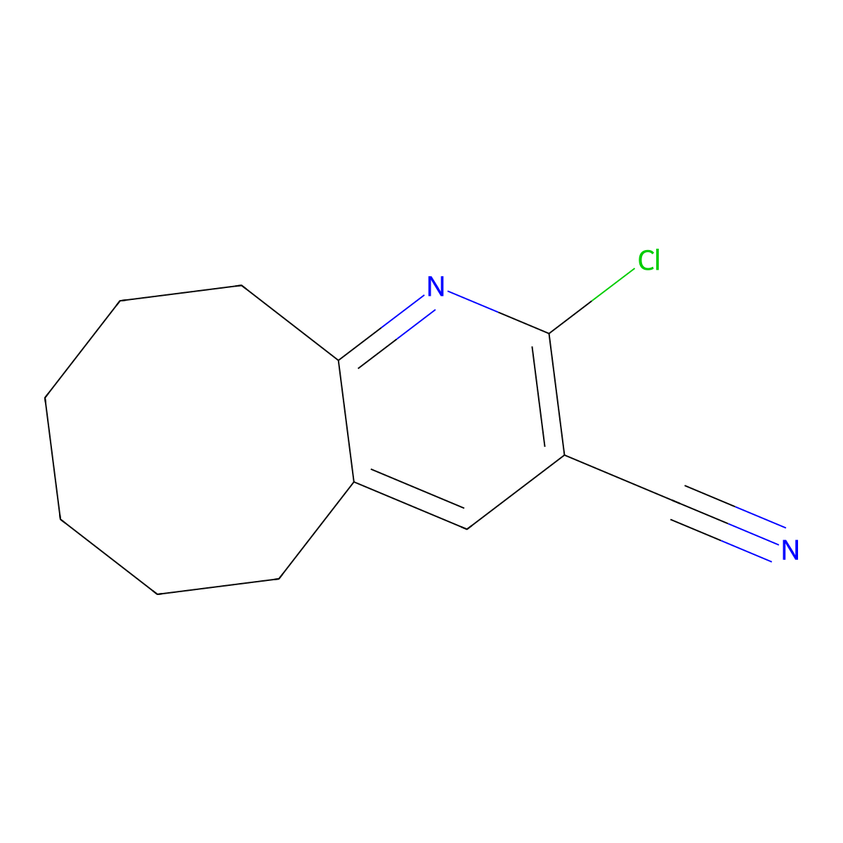 2-Chloro-5,6,7,8,9,10-hexahydrocycloocta[b]pyridine-3-carbonitrile molecular structure, CAS 250278-92-3