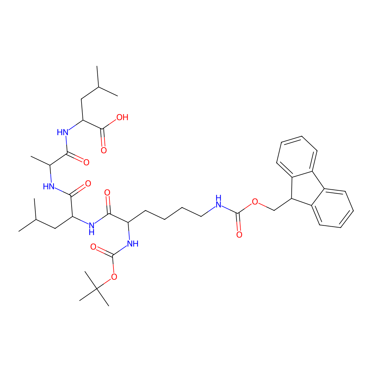 Boc-Lys(Fmoc)-Leu-Ala-Leu-OH molecular structure, CAS 250290-84-7