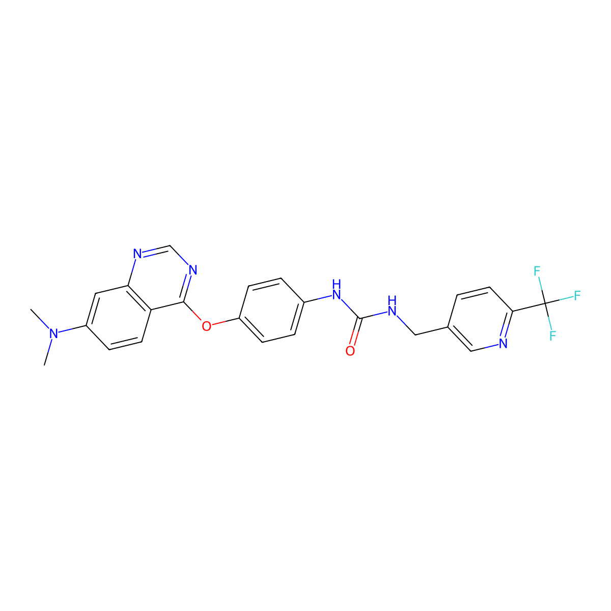 1-[4-[7-(Dimethylamino)quinazolin-4-yl]oxyphenyl]-3-[[6-(trifluoromethyl)pyridin-3-yl]methyl]urea molecular structure, CAS 2503015-75-4