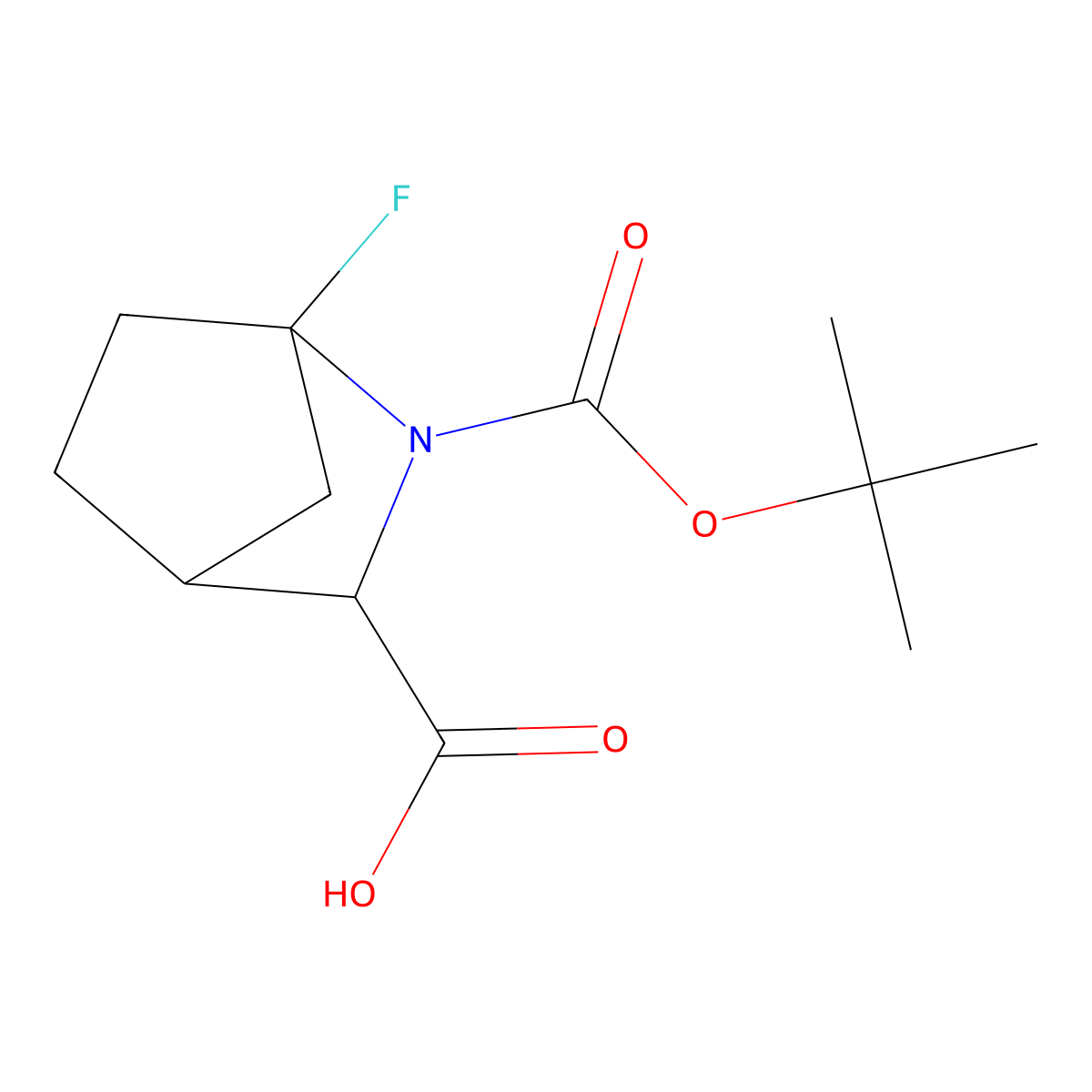 rac-(1R,3S,4R)-2-((tert-butoxy)carbonyl)-1-fluoro-2-azabicyclo(2.2.1)heptane-3-carboxylic acid molecular structure, CAS 2503155-02-8