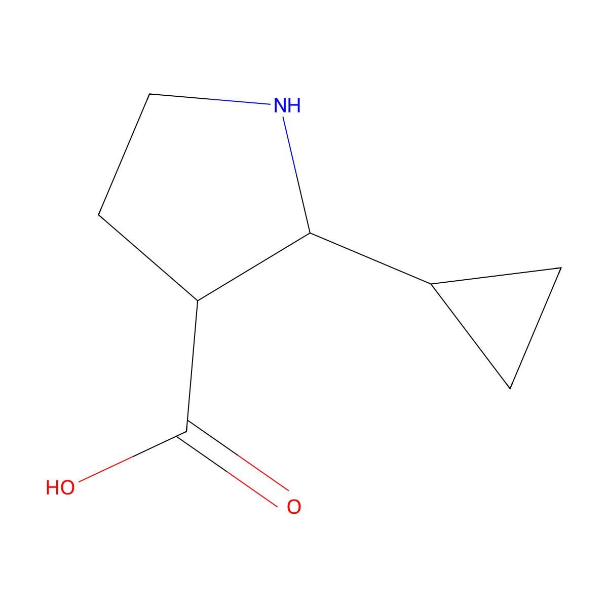 rac-(2R,3S)-2-cyclopropylpyrrolidine-3-carboxylic acid molecular structure, CAS 2503155-11-9