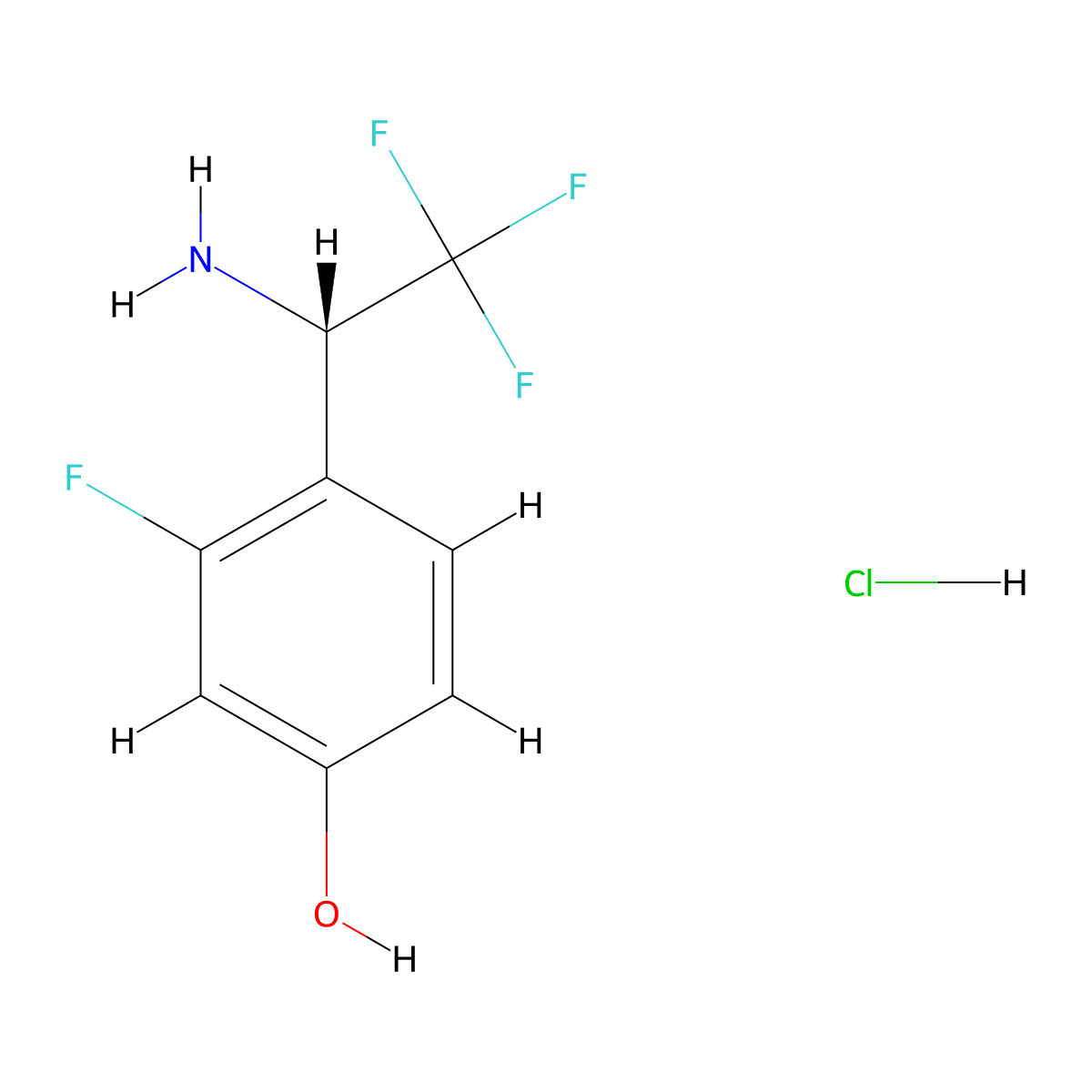 4-[(1S)-1-amino-2,2,2-trifluoroethyl]-3-fluorophenol hydrochloride molecular structure, CAS 2503155-12-0