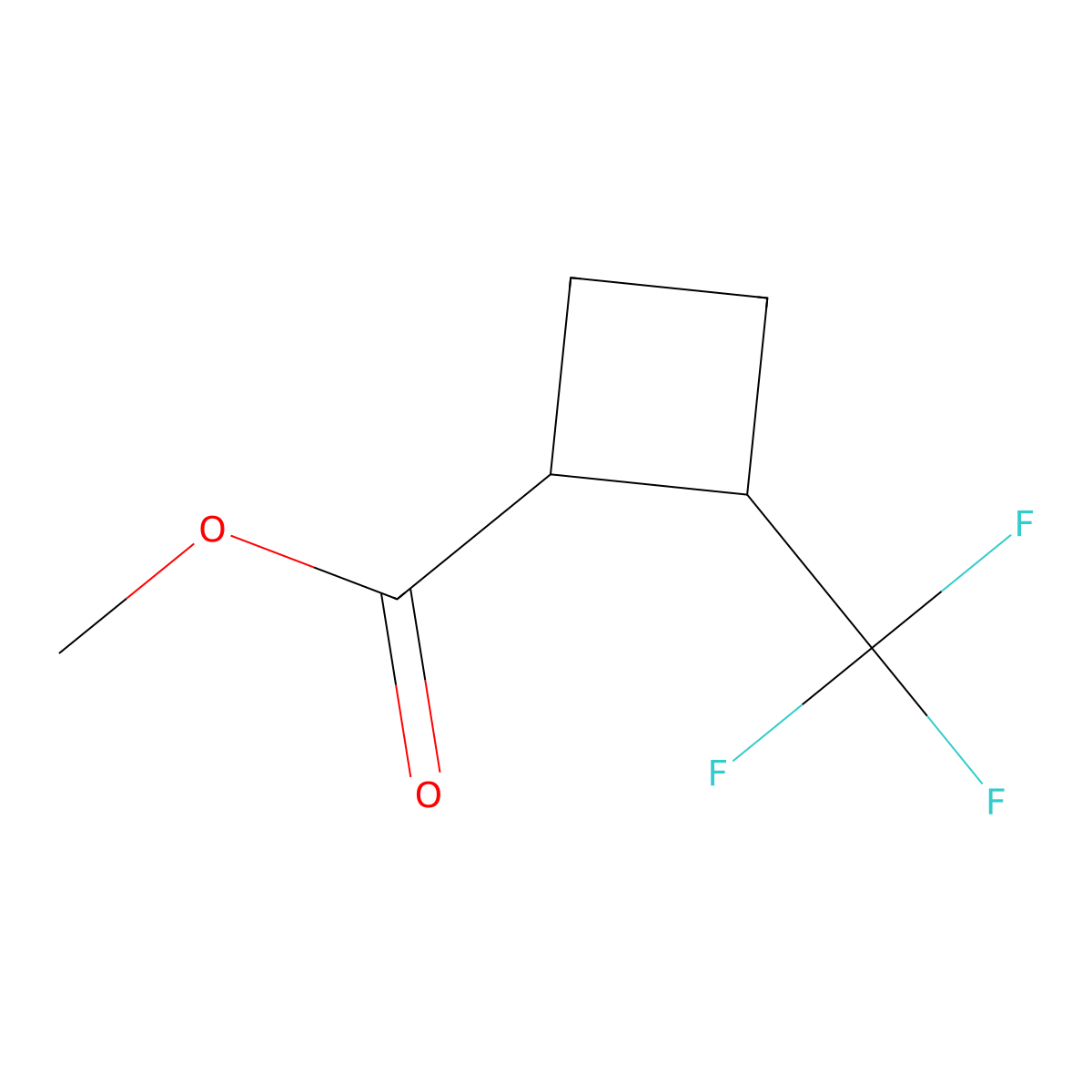 rac-methyl(1R,2R)-2-(trifluoromethyl)cyclobutane-1-carboxylate,trans molecular structure, CAS 2503155-26-6
