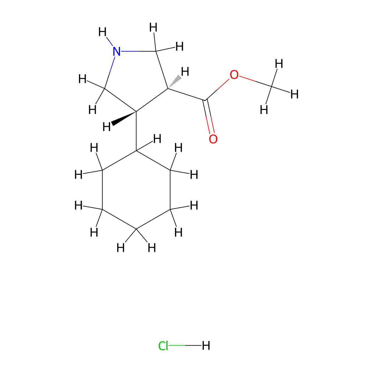 rac-methyl(3R,4R)-4-cyclohexylpyrrolidine-3-carboxylatehydrochloride molecular structure, CAS 2503155-39-1