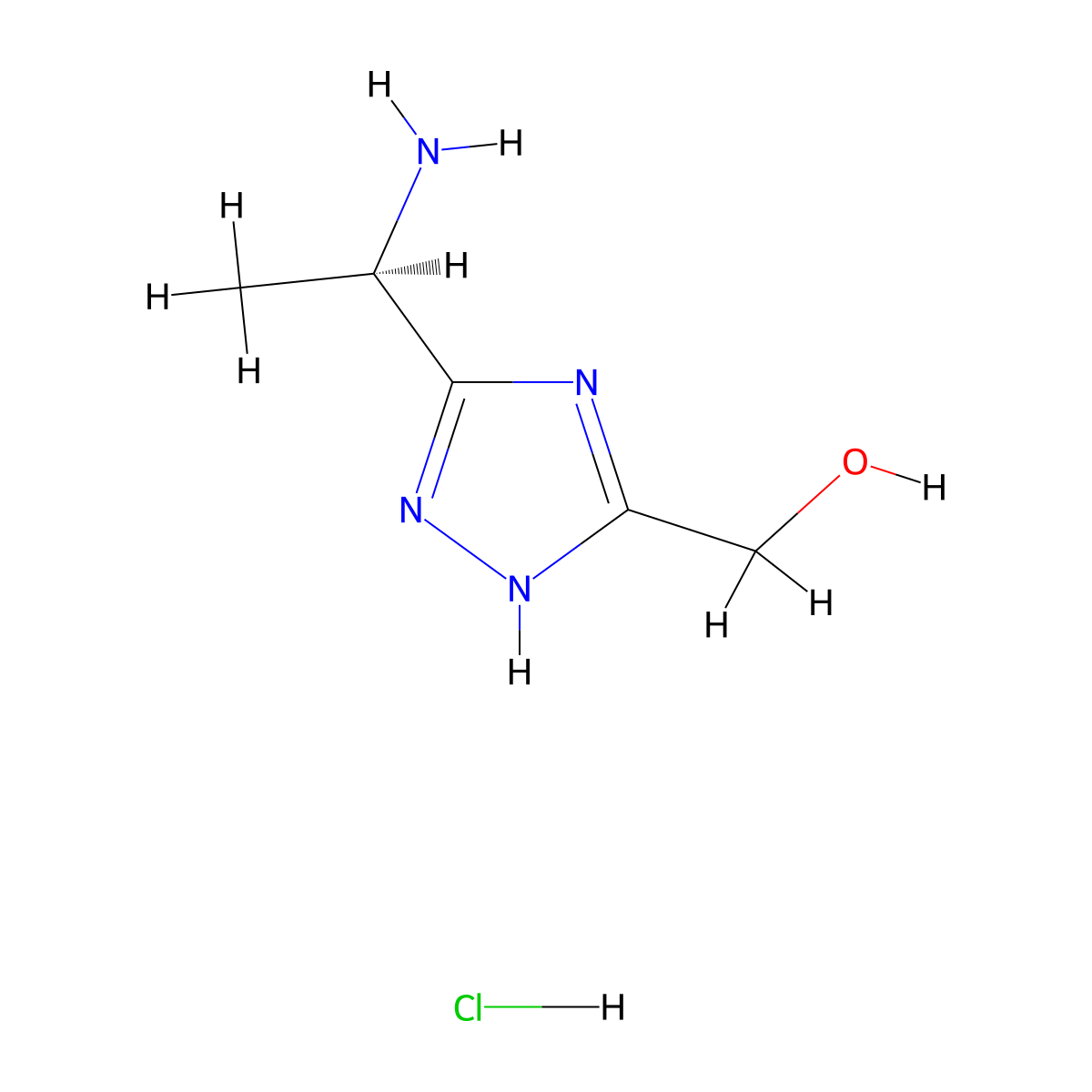 [3-[(1R)-1-Aminoethyl]-1H-1,2,4-triazol-5-yl]methanol;hydrochloride molecular structure, CAS 2503155-53-9
