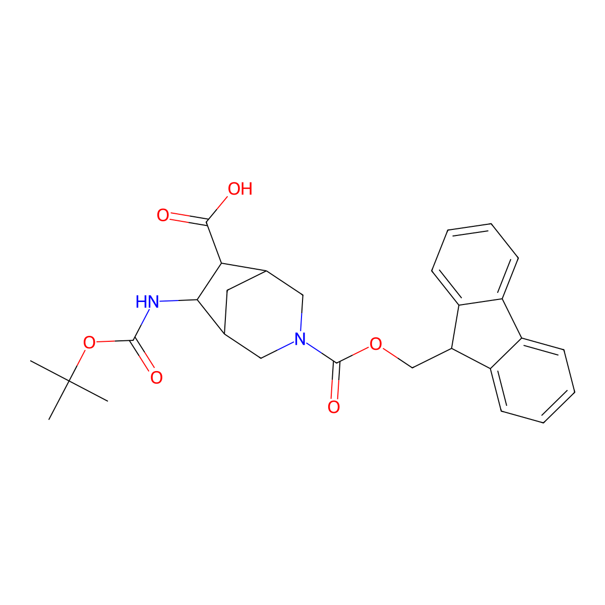 (1S,5S,6R,7S)-3-(9H-fluoren-9-ylmethoxycarbonyl)-7-[(2-methylpropan-2-yl)oxycarbonylamino]-3-azabicyclo[3.2.1]octane-6-carboxylic acid molecular structure, CAS 2503155-85-7
