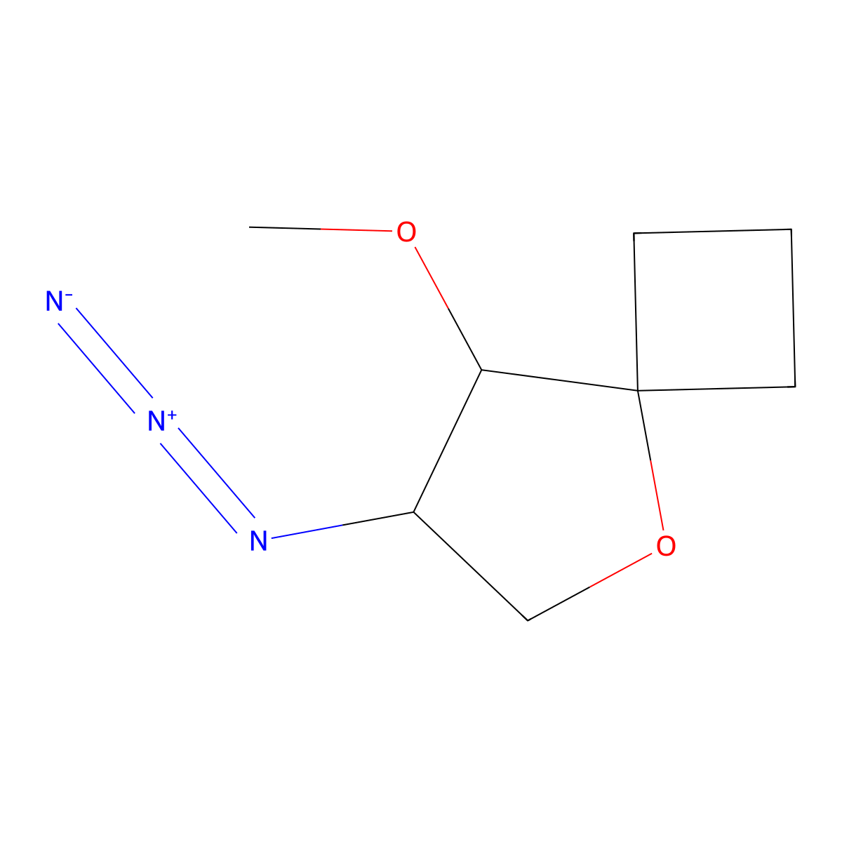 rac-(7R,8S)-7-azido-8-methoxy-5-oxaspiro[3.4]octane,trans molecular structure, CAS 2503156-07-6