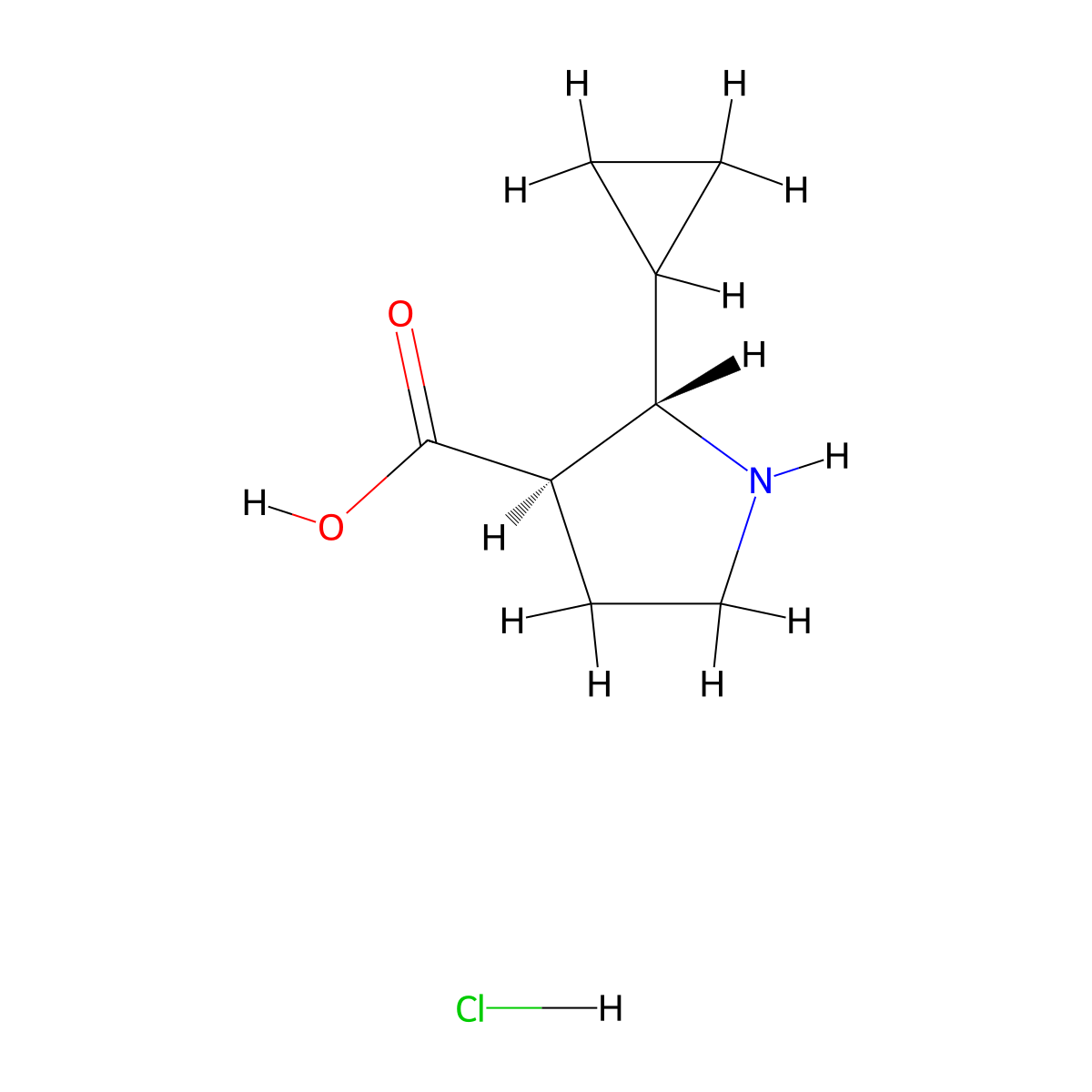 (2S,3R)-2-Cyclopropylpyrrolidine-3-carboxylic acid;hydrochloride molecular structure, CAS 2503156-12-3