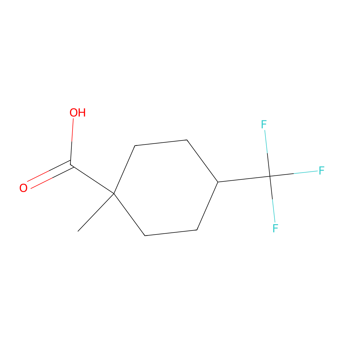 1-Methyl-4-(trifluoromethyl)cyclohexane-1-carboxylicacid molecular structure, CAS 2503201-76-9