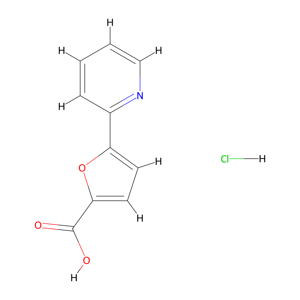 5-Pyridin-2-ylfuran-2-carboxylic acid;hydrochloride molecular structure, CAS 2503201-86-1